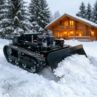 Tondeuse à gazon industrielle robuste sur chenilles télécommandée avec lame à neige réglable, support de chargement et éclairage LED nocturne