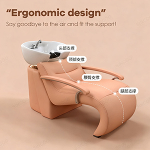 Silla de Champú de Acero Inoxidable Dorado con Accesorios de Agua, Cama de Champú de Color Personalizable para <span class=keywords><strong>Barber</strong></span>ía - Product Image 3