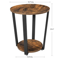 Rustique brun et noir Accent industriel cadre en acier Table d'extrémité assemblage facile meubles de salon Table d'appoint panneau d'étagère de rangement