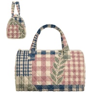 Sac à main brodé personnalisé avec imprimé Palaka hawaïen et motif floral Hibiscus des Fidji, idéal pour le shopping, les voyages et le quotidien
