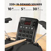 Batterie électronique portable LEKATO pour débutants, pads de caisse claire en maille silencieux, 220+ sons, USB MIDI, 220+ sons, 2+ pièces en métal PVC
