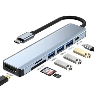 Bộ Chuyển Đổi USB Hub 7 Trong 1 Type C HDTV USB3.0 Cho MacBook Pro, XPS 13,MacBook Pro,Dell,Chromebook,Android