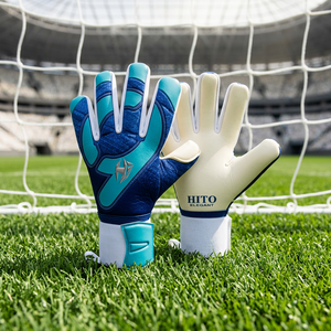 Goalkeeper <b>Gloves</b> Front Palm Contact <b>Latex</b> And Backhand Sublimation Printing Private Label Attached Strap Medius Cut - Product Image 3