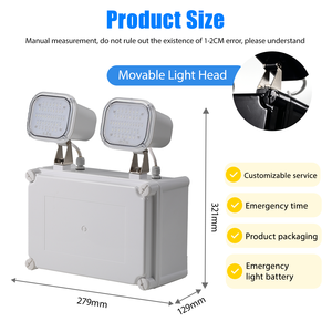 Meilleures ventes, <span class=keywords><strong>prix</strong></span> d'usine, éclairage d'urgence mural rechargeable à deux spots avec ampoules LED longue durée, installation - Product Image 4