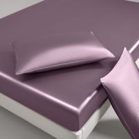 Parure de draps de luxe en satin de soie glacée, haute densité de fils, finition soyeuse, rafraîchissante, respirante, drap-housse