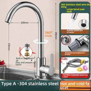 Évier de <span class=keywords><strong>cuisine</strong></span> Wayon en granit blanc nickel brossé <span class=keywords><strong>avec</strong></span> robinet moderne à poignée unique et arc haute - Product Image 4