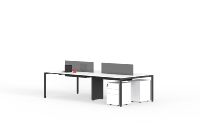 Postes de travail modulaires pour bureau, table de travail pour 4 personnes avec écran en tissu vert