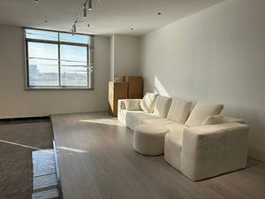 Sofá Modular Comprimido Sin Marco de Felpa <span class=keywords><strong>Blanca</strong></span> de Alta Densidad, Ligero, Desmontable, con Otomana a Juego, Sofá Minimalista en Forma de L para Villa - Product Image 4