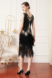 Robe Gatsby à paillettes frangées pour femmes 1920S Roaring 20s <span class=keywords><strong>Accessoires</strong></span> - Product Image 3