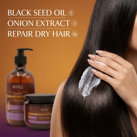 WNU OEM Minyak Biji Bawang Hitam Shampoo Penambah Volume Melembapkan Menutrisi Anti-Kusut Mengembangkan Rambut Gel-Like Menyegarkan Mengatasi Ketombe