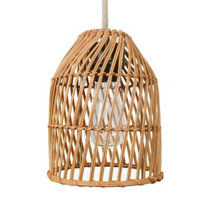 Rattan Woven Pendant <b>Light</b> Bell Shape E27 Bulb Bedroom Dining Room Decor - Product Image 2