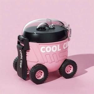 1 pièce Bouteille d'eau portable mignonne de 550 ml avec poignée et paille, en forme de char de Mars pour enfants, pour l'extérieur - Product Image 3