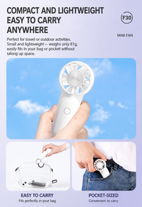 พัดลมมือถือพลาสติกขนาดเล็กแบบพกพา ใช้แบตเตอรี่ ชาร์จผ่าน USB สำหรับใช้งานกลางแจ้งในฤดูร้อน เหมาะเป็นของขวัญ - Product Image 6