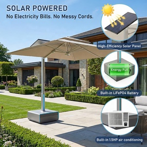 Nouveauté : Parasols et supports pour terrasse, alimentés à l'énergie solaire, avec roues mobiles, rectangulaires, imperméables, avec climatiseur - Product Image 2