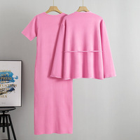 Ensemble pull tricoté pour femme, robe longue avec cardigan à col en V, tenue deux pièces respirante en polyester pour l'automne 2026