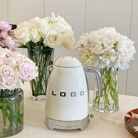 Bouilloire électrique rétro SmeG 1,7 L, température réglable, acier inoxydable, couvercle souple, rotation à 360°, ébullition rapide, pour extérieur et usage domestique