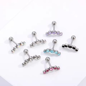 Piercing <span class=keywords><strong>d</strong></span>'<span class=keywords><strong>oreille</strong></span> en acier inoxydable avec 5 cristaux de <span class=keywords><strong>diamant</strong></span> de 12 mm, forme ondulée, <span class=keywords><strong>pour</strong></span> cartilage <span class=keywords><strong>d</strong></span>'<span class=keywords><strong>oreille</strong></span> - Product Image 2