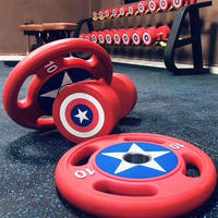 Plaques de musculation en fonte Captain America, grandes cavités, poignée ergonomique, revêtement caoutchouc inodore, 5 cm, poids solide universel unisexe