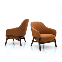 Fauteuil de détente contemporain en bois massif et tissu, chaise d'appoint confortable pour hall d'hôtel, salon, bureau, réception