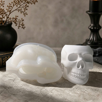 Moule en silicone 3D réutilisable en forme de crâne, idéal pour la décoration de gâteaux, les pots de plantes succulentes en ciment et les créations DIY d'Halloween - Meilleure vente