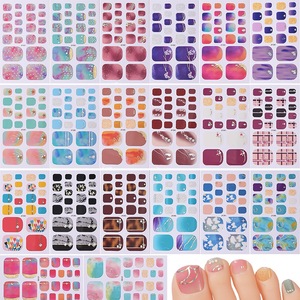 Pegatinas de Uñas 3D de <span class=keywords><strong>Gel</strong></span> con Diseño Francés Colorido, Cobertura Completa, para Uñas de los Pies, con Material Metálico - Product Image 3