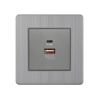 Prises acryliques en verre trempé gris universel moderne commutateurs UK 13A applique murale USB type-c charge rapide prise de table latérale