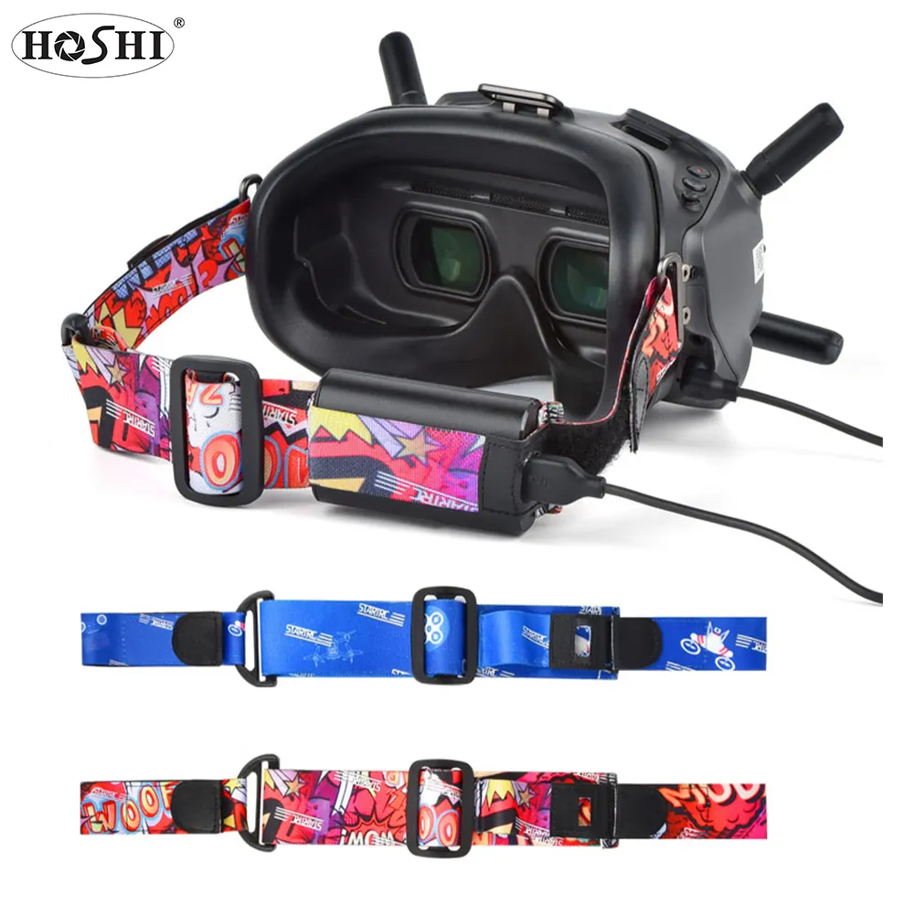 HOSHI Colorful FPV Goggles Head Strap Headband with Battery Holder Pocket for DJI FPV V2 Goggles Combo Drone Accessories