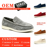 Mocassins en daim pour hommes, chaussures de conduite décontractées et confortables, baskets plates à semelle épaisse en caoutchouc blanc pour la marche