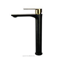 Robinet d'évier de salle de bains à trou unique noir mat et or brossé meilleur robinet d'évier de vanité moderne robinet de lavabo de salle de bains commerciale