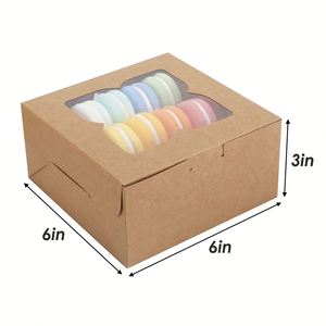 Kraft Paper Bakery Boxes with Four-Leaf Clover Clear Window, <b>Square</b> Disposable Treat Boxes for Cookies, Chocolate, Pastries - Product Image 2