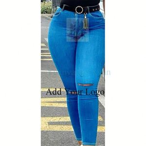 Jean skinny noir déchiré taille haute <span class=keywords><strong>sexy</strong></span> pour femme - Product Image 4