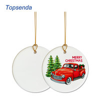 Vente en gros d'ornements de Noël ronds en céramique double face de 3 pouces, qualité A++, vierges pour sublimation
