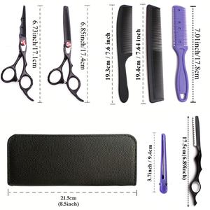 Ensemble professionnel de ciseaux de barbier japonais en acier inoxydable pour la coiffure, ciseaux de coupe, ciseaux à effiler, peigne et rasoir pour salon de coiffure - Product Image 5