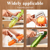 Multifunctionele handmatige fruit- en groenteschiller met houten handvat, aardappelschiller, roestvrijstalen suikerrietmes met flesopener