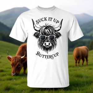 T-shirt Suck It Up Buttercup Highland Cow, unisexe, taille adulte S M L XL XXL - Product Image 3