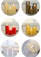 Bougie sans flamme blanche pure faite à la main, à piles, avec LED scintillante, pilier, télécommande, minuterie, décoration d'intérieur, Halloween