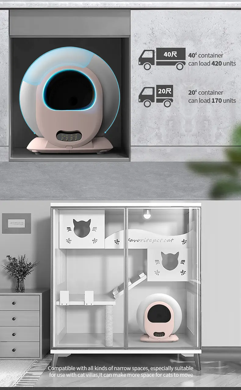 Un juego de envío directo, nuevo diseño, caja de arena automática para gatos con limpieza automática