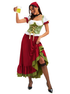 Venta al por mayor Octoberfest Bavarian Dirndl Maid Campesina Falda Vestido Alemán Wench Disfraz Fiesta Mujer Oktoberfest Vestido Largo - Product Image 2