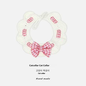 Handgemaakte Luxe Kat Hond Wol Gebreide Hals Sjaal Cartoon Stijl Brief <span class=keywords><strong>Print</strong></span> Patroon Duurzame Huisdier Sieraden Lint Kragen - Product Image 6