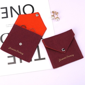 Custom Logo Printed Canvas <b>Envelope</b> Jewelry <b>Gift</b> Pouch Dust Flap Cotton Bracelet Packing Jewelry Bag - Product Image 4