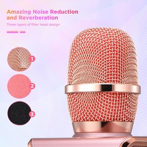 Microphone sans fil portable pour karaoké facile avec haut-parleur, enregistrement musical, KTV, LED, micro pour téléphone portable - Product Image 3