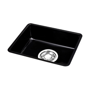 [BAEKJO] FREGADERO DE COLOR NEGRO ESMALTADO 540, lavabo artesanal que ofrece gran capacidad y rendimiento de reducción de ruido - Product Image 1