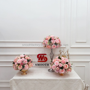 Centro de Mesa de Rosas Artificiales de Seda Roja Hechas a Mano en Fábrica, Bola de Flores Decorativa para Bodas y Eventos - Product Image 5