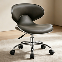 Chaise de bureau ergonomique pivotante à 360 degrés, moderne, rembourrée en PU, avec base en métal chromé, hauteur réglable, couleur personnalisable, multifonctionnelle