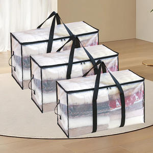 Sac de rangement transparent pour couettes, organisateur de vêtements rectangulaire durable, sac de déménagement résistant à l'humidité pour chambre à coucher - Product Image 1