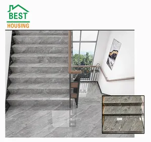 120x47 Dark gray marble design glazed tile original edge stairs tile