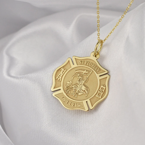 Collana con Ciondolo Vigili del Fuoco Placcato Oro 18K, Charm Inciso di <span class=keywords><strong>San</strong></span> Floriano in Acciaio Inossidabile - Product Image 2