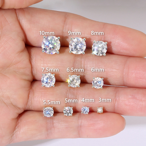3-10mm 0.2ct-8.0ct bianco giallo piatto oro S925 Sterling Silver D VVS1 laboratorio creato diamante Stud Moissanite orecchino <span class=keywords><strong>per</strong></span> donna <span class=keywords><strong>uomo</strong></span> - Product Image 1