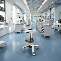 Chariot de diagnostic cardiaque moderne robuste avec cadre en alliage d'aluminium et roues verrouillables de 4 pouces, chariot médical hospitalier pour usage dentaire