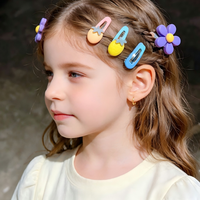 10Pcs/Set Jepit Rambut Anak Motif Kartun Lucu Bahan Logam dan Kain Grosir Jepit Rambut Warna-warni Motif Bunga dan Hewan Anti Selip Tidak Menyakiti Aksesoris Rambut